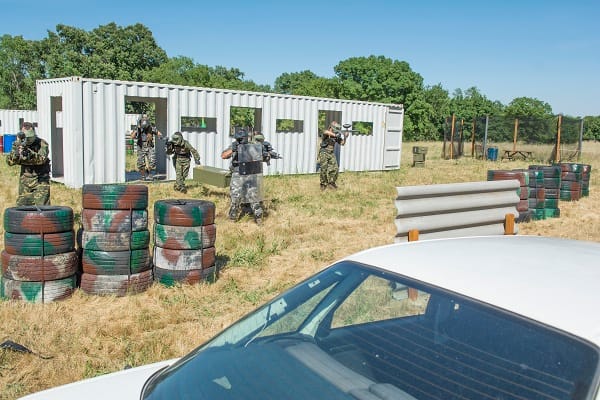 contenedor del escenario de Gran Paintball Madrid