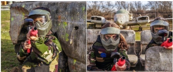 Niños entre 8 y 13 años jugando al paintball