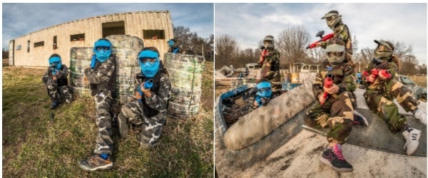 Ninos disfrutando de una gymkana en los escenarios de Gran Paintball Madrid