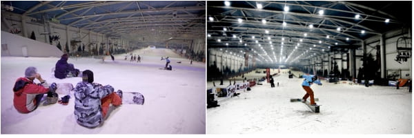 Vistas de la pista de esquí del snowzone de Madrid