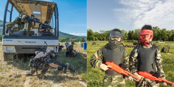 Grupos de amigos celebrando sus cumpleanos en Gran Paintball Madrid